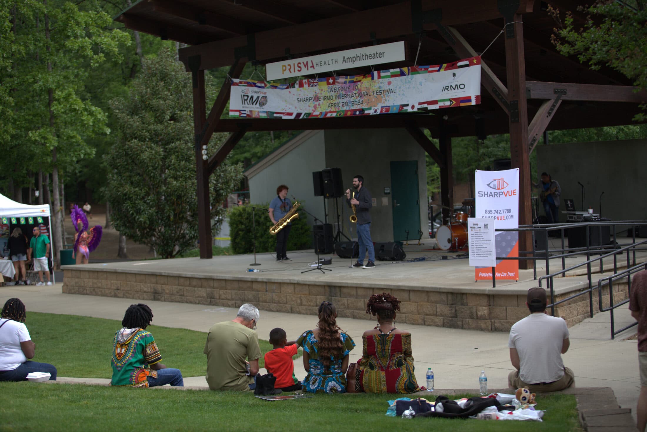 Performers on stage at the Sharpvue Irmo International Festival