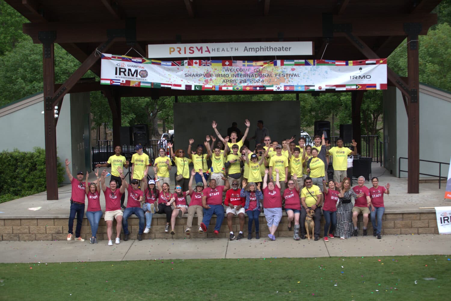 The festival crew gathered on the main stage