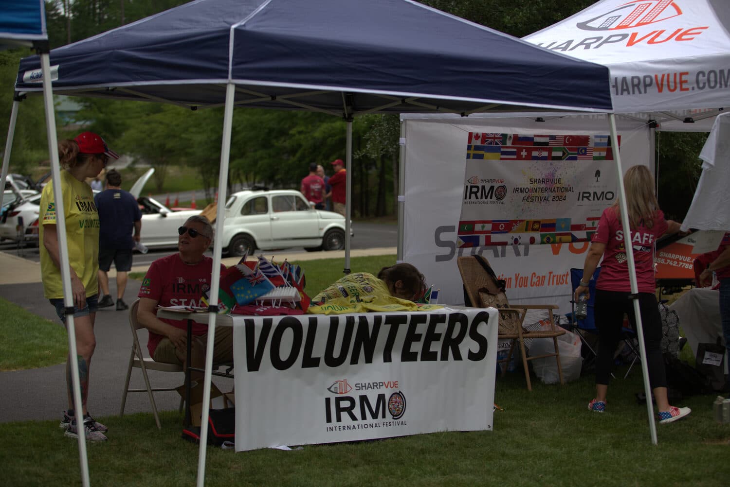 Volunteers and cultural drummers at the festival