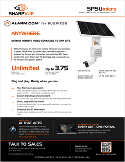 First page of SPSUmicro flyer — Alarm.com edition