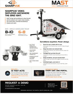 First page of MAST — Mobile AI Surveillance Trailer flyer