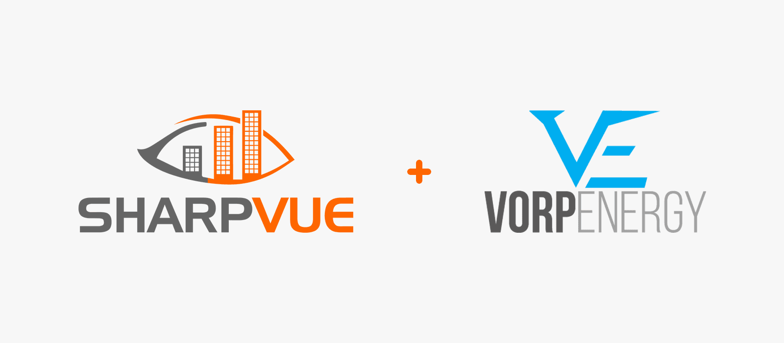 The Sharpvue and Vorp Energy logos joined by a plus sign.
