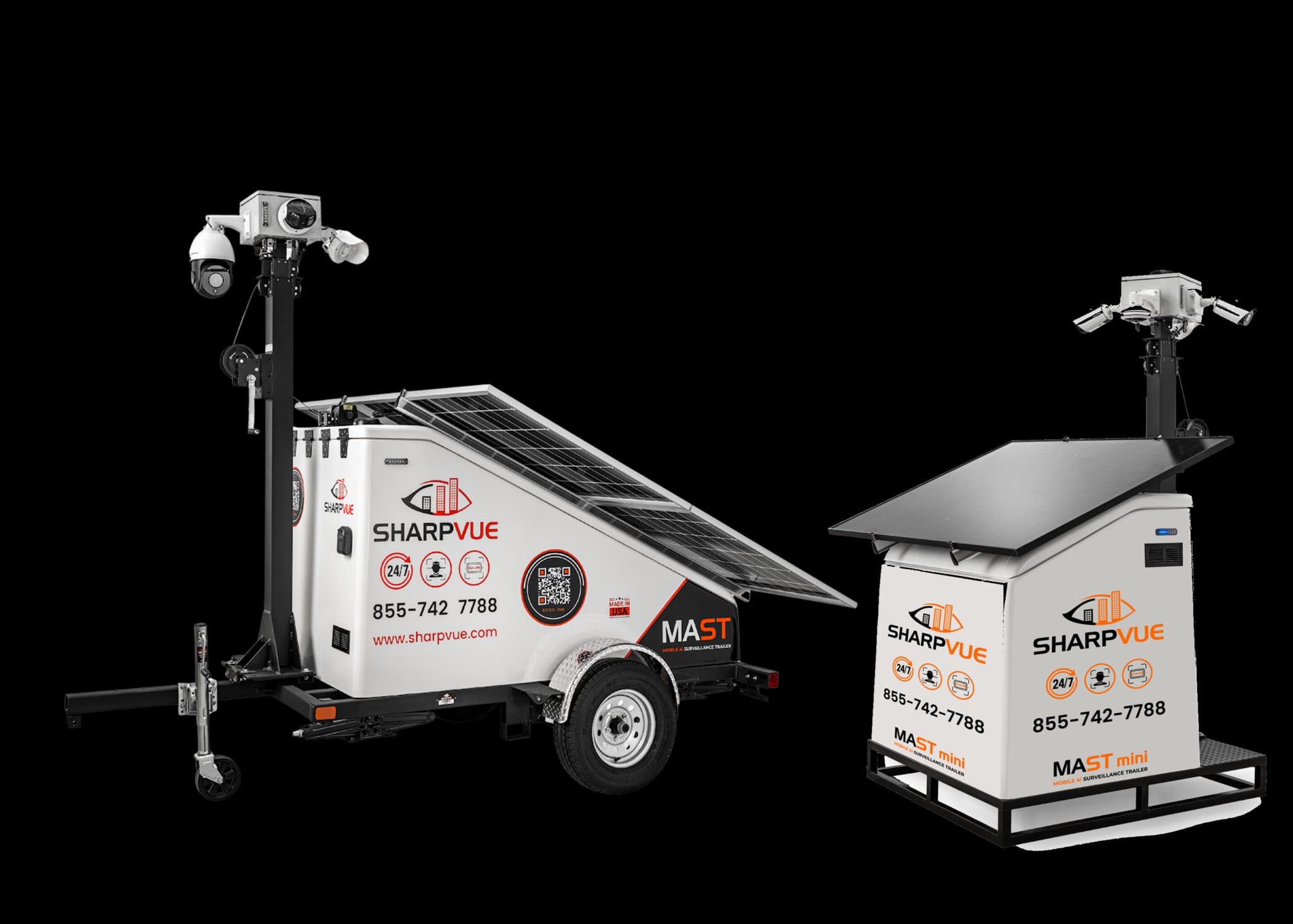 Sharpvue MAST and MAST-mini solar surveillance trailers